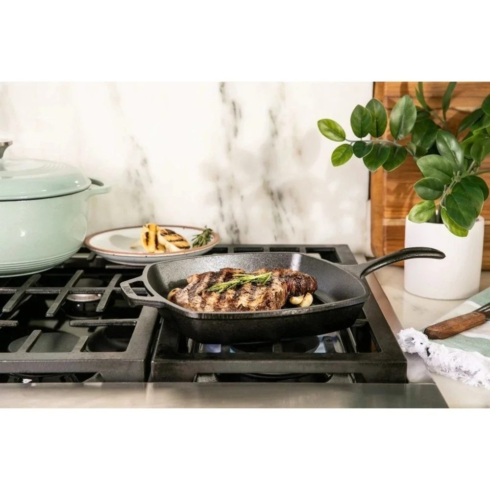 Lodge Vintage‎ Cast Iron Square Griddle Pan Skillet Grill Ribs 8SGP 10.5